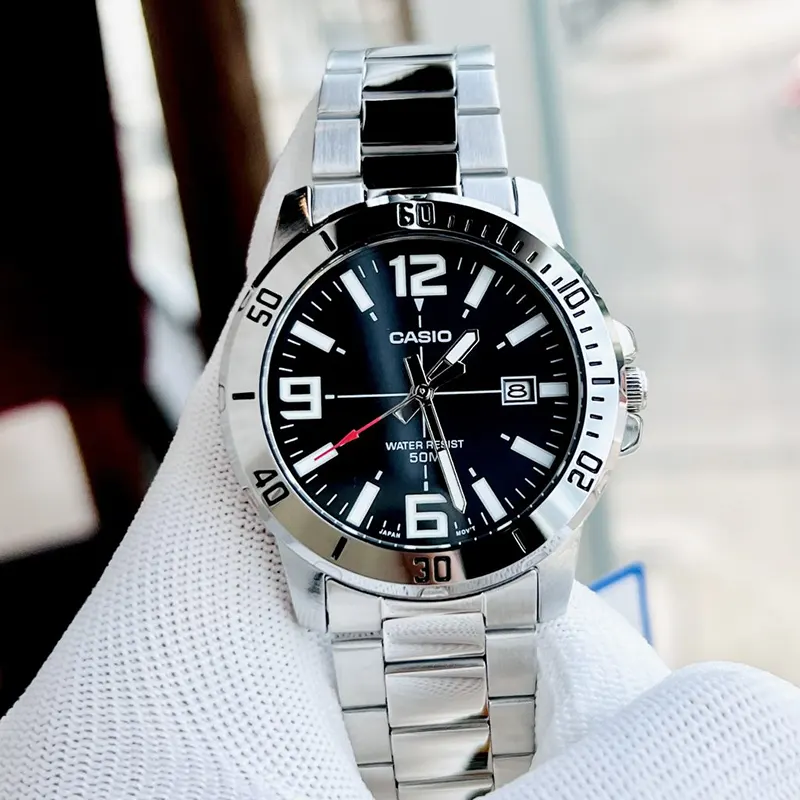 Casio Enticer Black 45mm Dial Men's Watch- MTP-VD01D-1BV